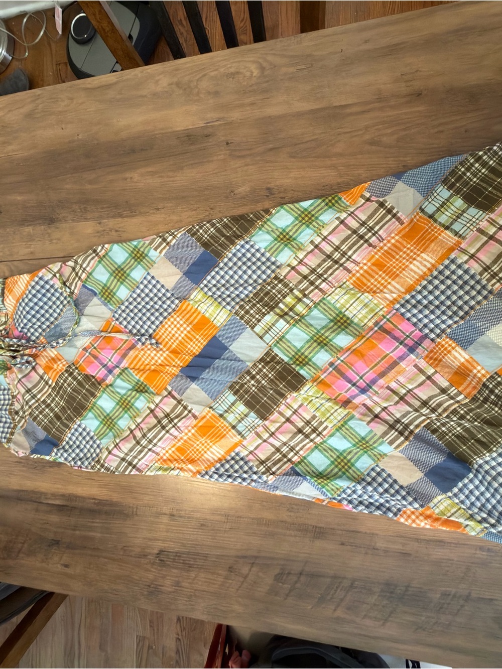 Patchwork Plaid Maxi Dress- Multicolor